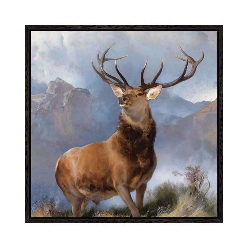 The Monarch Of The Glen, C.1851 by Sir Edwin Landseer - Painting on Canvas, Black Framed, 66.04cm H x 66.04cm W x 3.81cm D