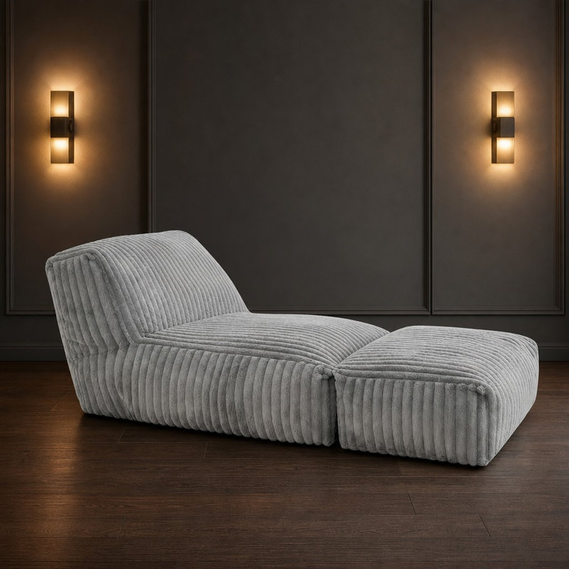 Corduroy Bean Bag Lounger, Light Gray Corduroy