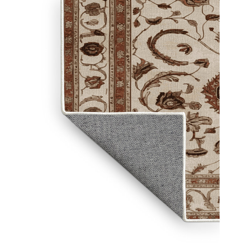 Tapis beige lavable à la machine, Carré 7 pi
