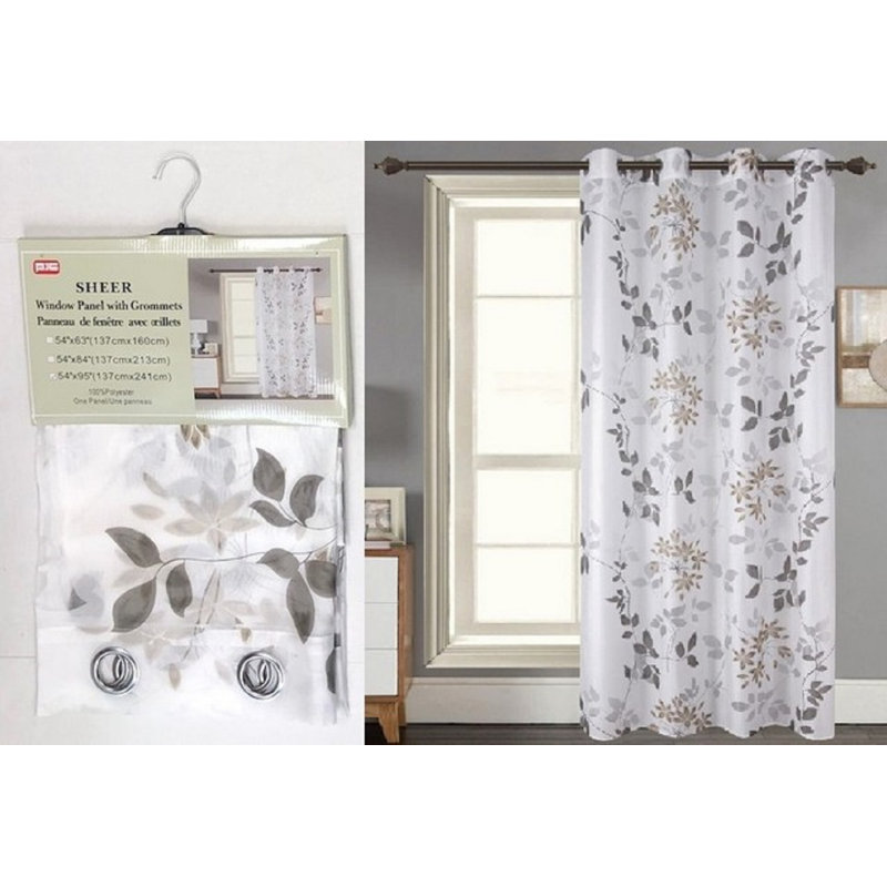 Paire de rideaux transparents avec œillets, 54 po x 84 po, Taupe