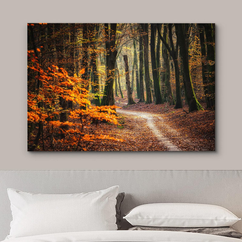 Automne, automne, forêt, arbre, nature, paysage, grandes impressions sur toile encadrées, H 16 po x l 24 po, Toile tendue