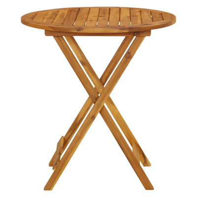 Zachery Round Acacia Solid Wood Outdoor with Umbrella Hole Dining Table - 70 cm W 70 cm D