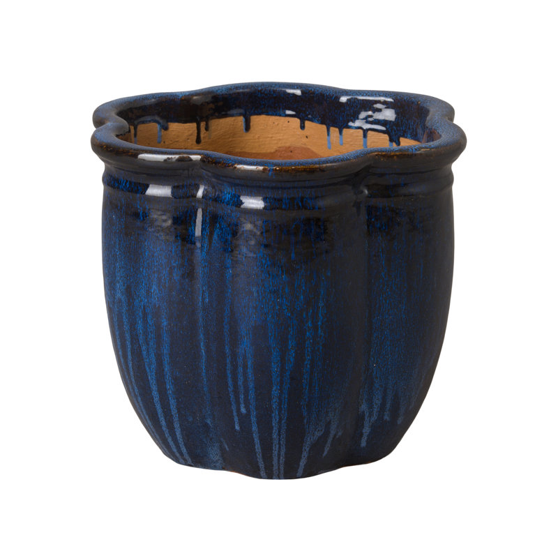 Prathersville Handmade Ceramic Pot Planter, 14" H x 16" W x 16" D, Blue
