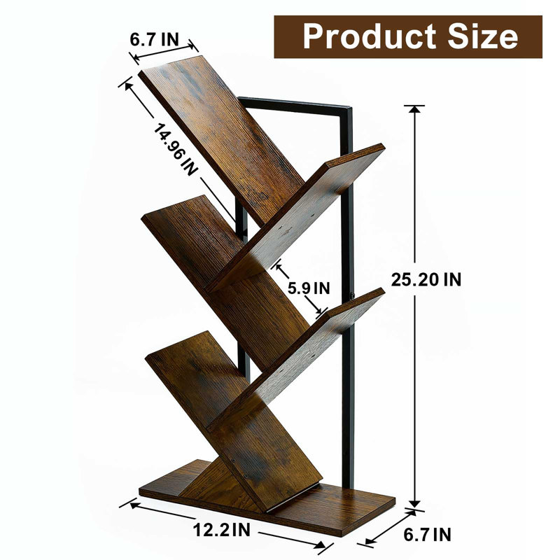 Tree Bookshelf, (5 Shelves) 28.3"H x 13.5"W x 8"D, Brown