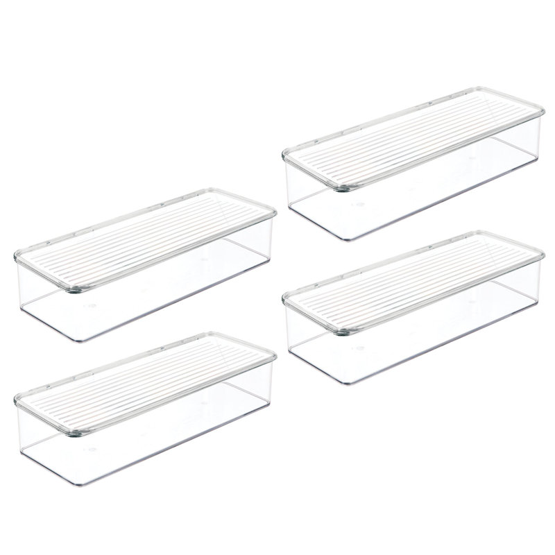 iDesign Stackable Hinged-Lid Pantry or Kitchen Storage Box - Lidded Storage Box for Organizing Cabinets and Under Sinks