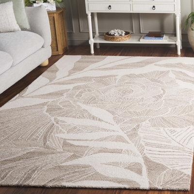 Braddy 741 Hand Tufted Wool/Cotton Floral Rug in Ivory/Beige