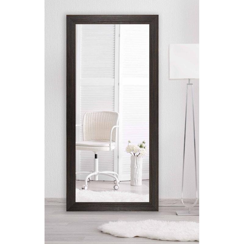 Solid Wood Flat Mirror, Black, 65.75" x 30.75"
