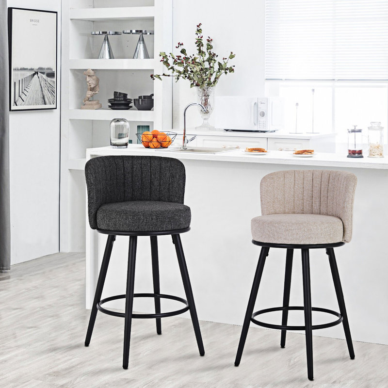 Tabouret de bar 27,55 po Kiamani, Mélange de lin beige
