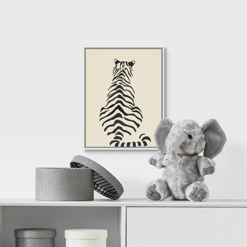 Art encadré pour enfants tiger ii, Cadre pour toile flottant blanc, H 14 po x l 11 po x P 1,2 po