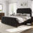 Bed Frame with 50.2" Headboard, Upholstered Platform Bed Frame with Vertical Channel Tufted Velvet Fabric, Extra Large Tufted headboard, Nailhead Trim, No Box Spring Needed-1005828309-1005828308