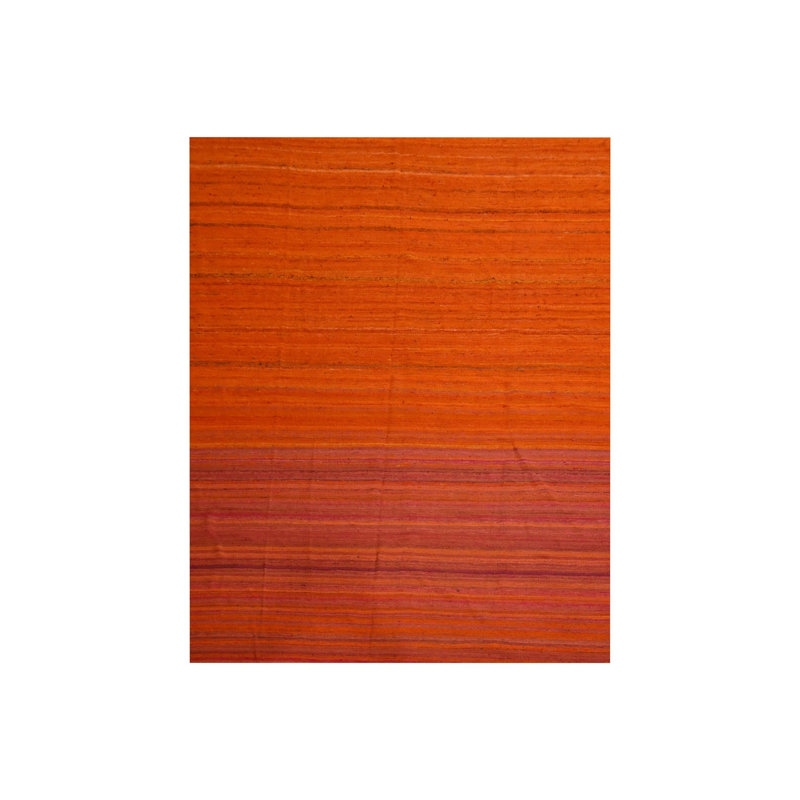 8'x10'1" Sunset Colours Plain Solid Design Wool and Silk Hand Knotted Rug G76210