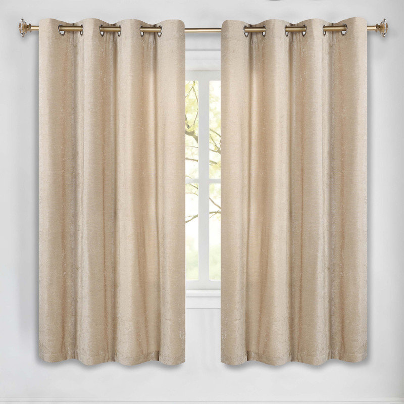 Chenille Light Filtering/Room Darkening Machine Washable Grommet Curtain Panel Set, White, 52" W x 63" L