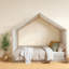 Lits à baldaquin House, structure simple en bois aggloméré, style lin moderne pour la maison