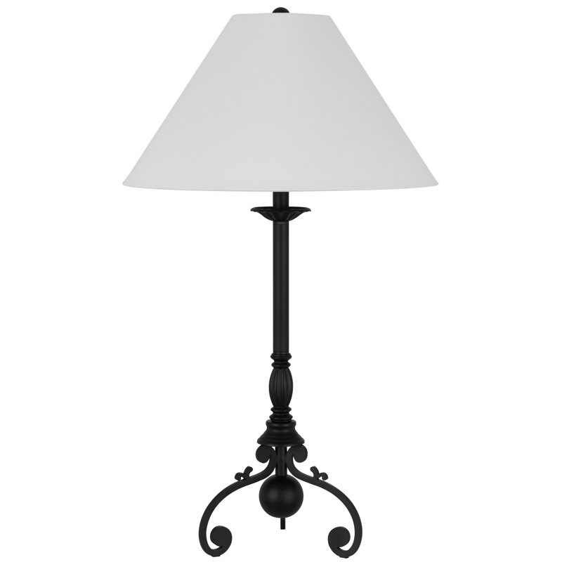 Lampe de table Ironcrest de 84 cm de hauteur, en métal noir avec abat-jour rigide en tissu
