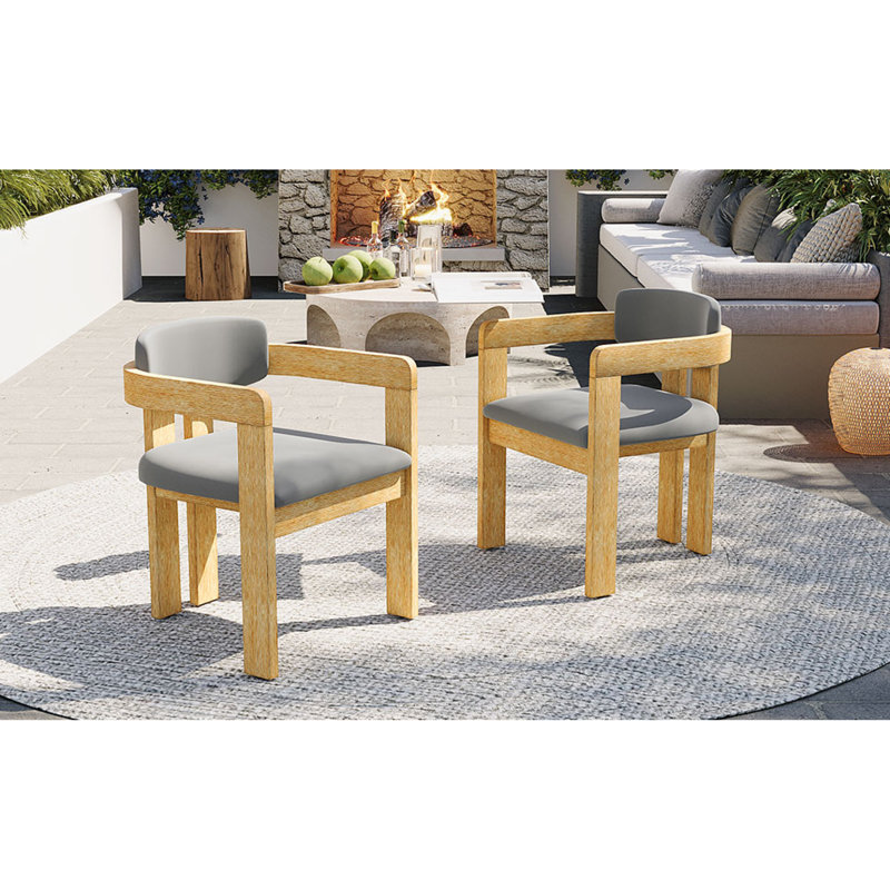 Ensemble de 2 chaises de patio Comfort, ensemble de salle à manger d'extérieur moderne en bois d'acacia