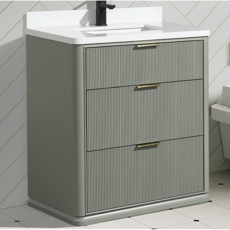 Meuble-lavabo simple 30 po avec plateau en quartz Aria