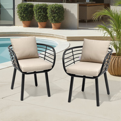 Outdoor Dining Chair With Sunbrella Cushion (Set of 2) by George Oliver