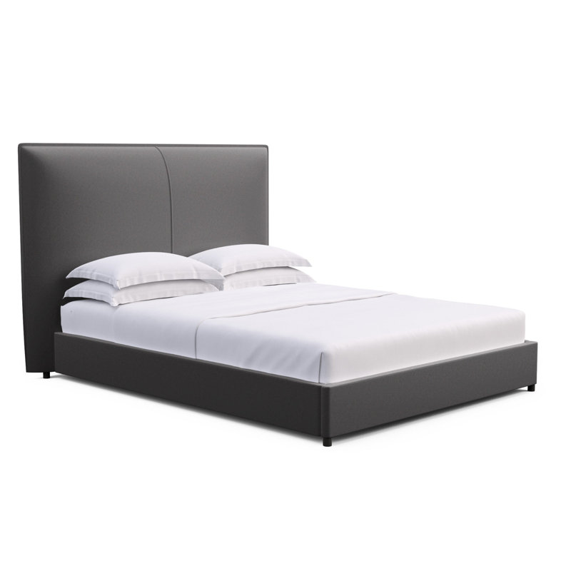 Mansfield Upholstered Bed, Queen, Plush Velvet Graphite, Weathered