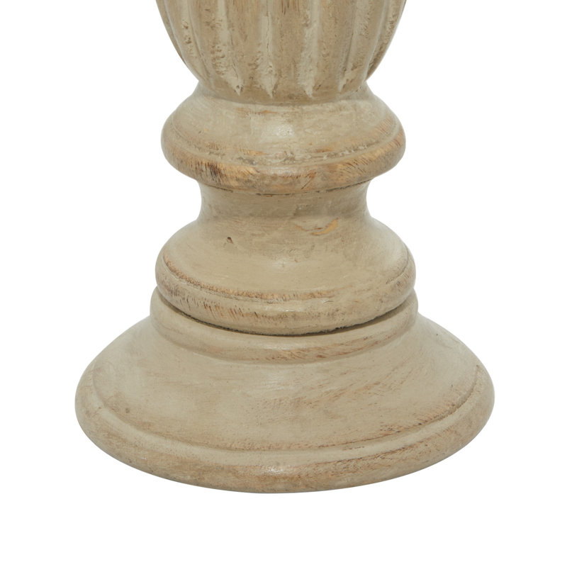 Handmade Distressed White Wood 3-Piece Candlestick Set