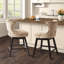 37"H Charcoal Fabric Swivel Counter Stool - Solid Wood Legs, Silver Trim Seat Stool, No Auto Return Swivel, Matte Protection-719211280-719211281