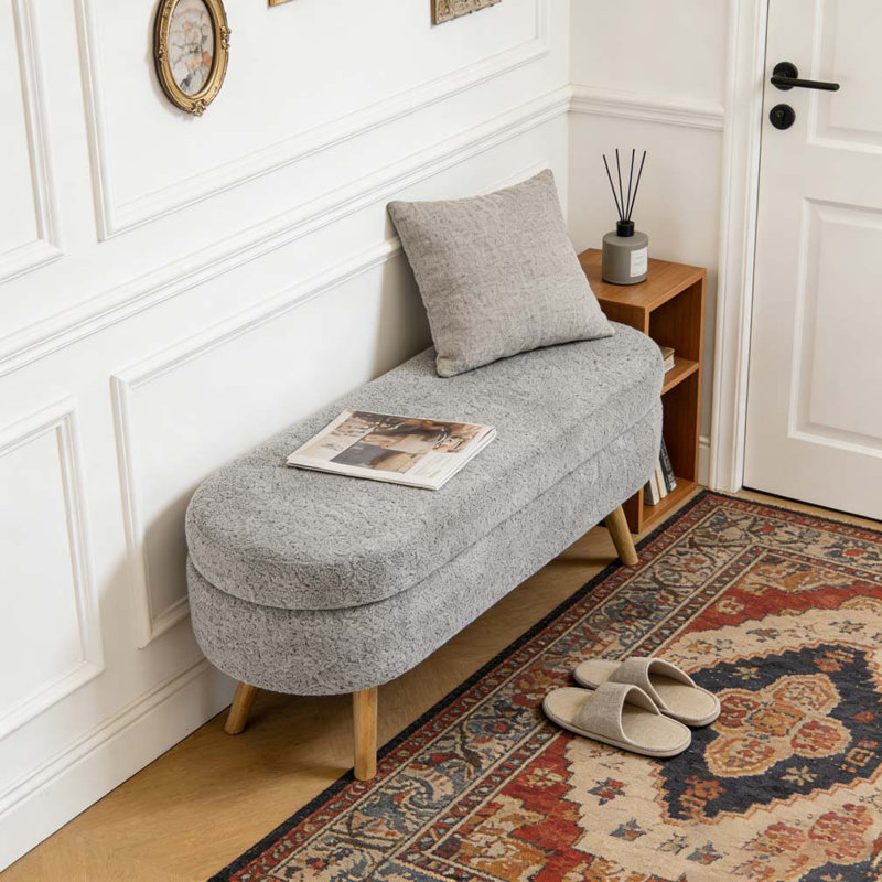 Banc de rangement repose-pieds ovale, Gris