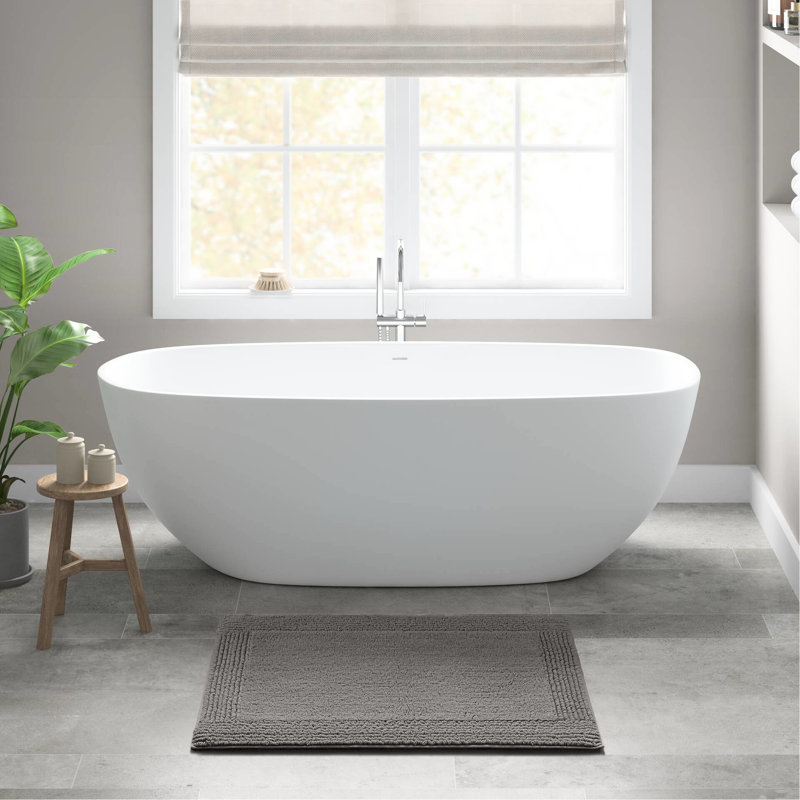Tapis de salle de bain réversible 100% coton 3000 g / m² 1 pièce 17 x 24 po - Durabilité à long terme, tapis de salle de bain facile à nettoyer,