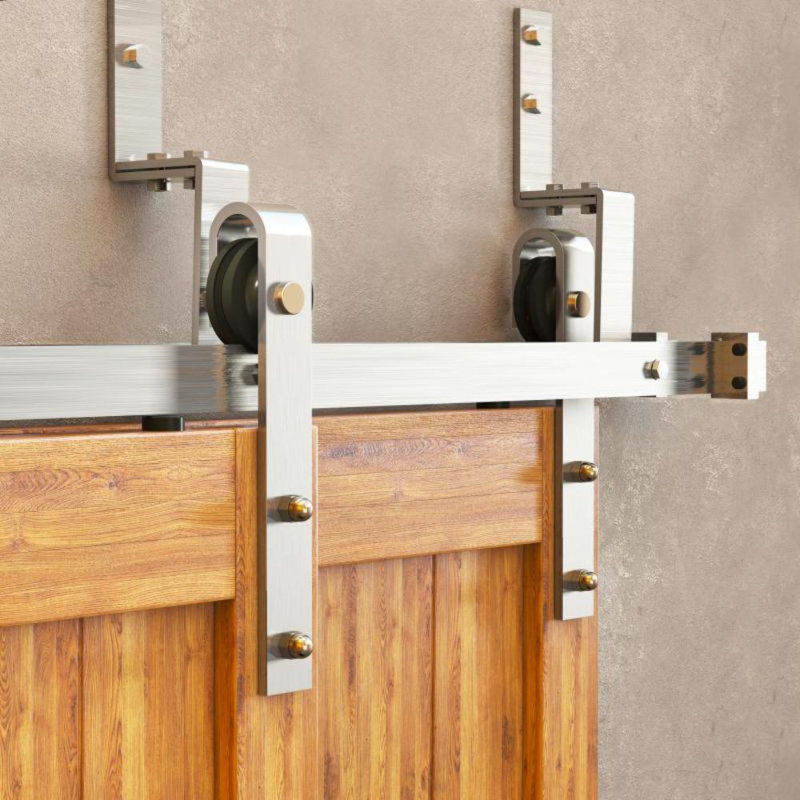 Ensemble de quincaillerie à deux portes en nickel brossé à conception classique en forme de Z (porte non incluse), 54 po