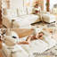 Canapé-lit 104,7 po en forme de U avec lit escamotable, beige-824961952