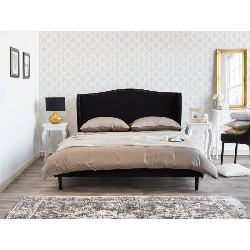 Colmar Upholstered Bed, European Kingsize (160 x 200cm), Black