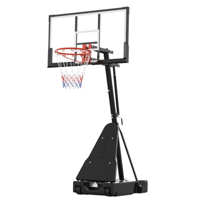Système de panier de basketball incassable de 54 pouces - hauteur réglable de 4,9 à 10 pi, but de basketball extérieur portable, base lestée sur roues, pour entrée, cour ou bord de piscine, pour jeunes et adultes