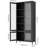 5 Shelves Display Cabinet With 4 Tempered Glass Doors For Bedroom - Black Waffle-Grids Metal Pantry, Storage