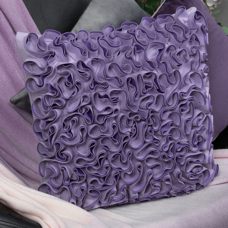 Appliqued Microsuede Pillow Cover, Violet