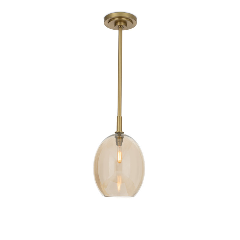 Luminaire suspendu simple Artemis (verre), Laiton naturel, Champagne