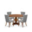 L'ensemble de salle à manger 5 pièces comprend une table ronde et 4 chaises rembourrées en similicuir gris clair avec dossier capitonné, noyer antique-1074924227-1074924254