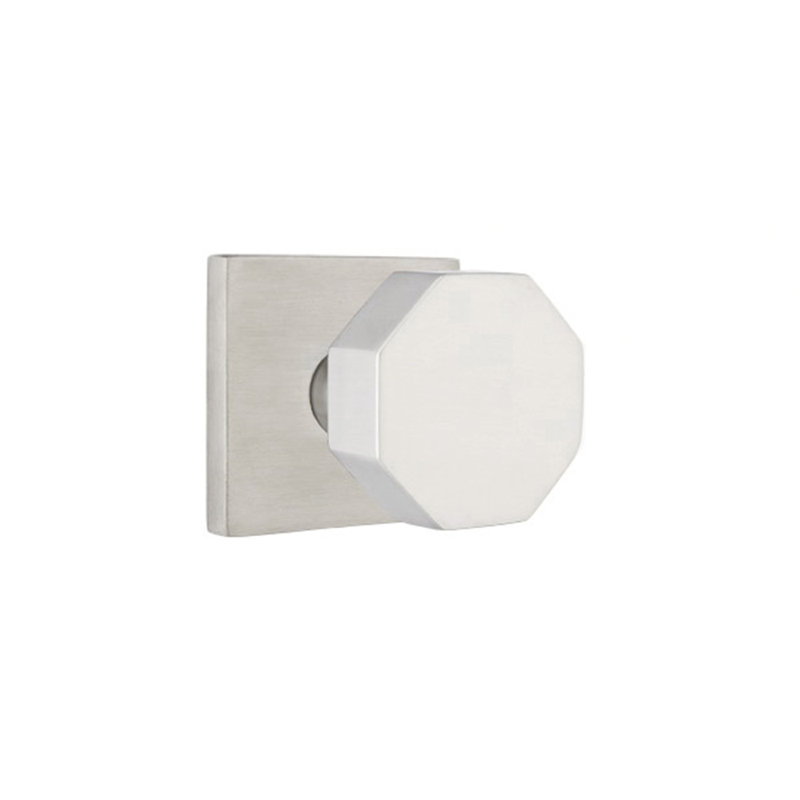 Ensemble de boutons d'intimité avec rosette carrée en acier inoxydable et bouton octogonal Emtek