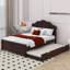 Lit plateforme simple en bois avec tête de lit et lit gigogne-106889788-106889789