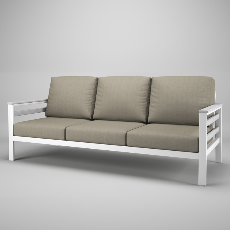 Townsend Metal Outdoor Sofa With Sunbrella Cushion, Spectrum Dove