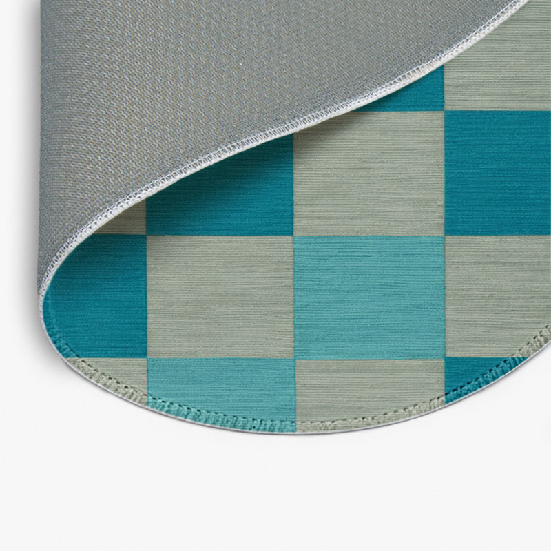 Tapis d'intérieur et d'extérieur à carreaux gris, Rond 5 pi