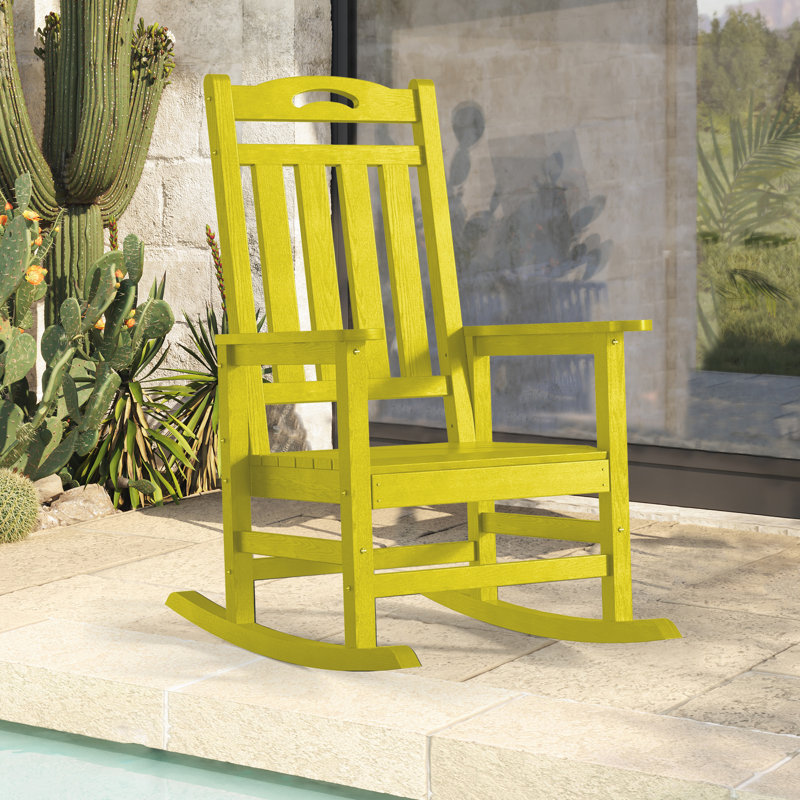 Chaise berçante d'extérieur en PEHD, Olive Yellow