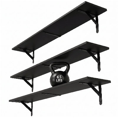 Floating Shelves for Wall 32″W x 8″D, Long Wall Mounted Shelves Set of 3, Wood Book Shelves Decor, Farmhouse Display Shelf for Bedroom, Living Room, Laundry Room, Kitchen, Bathroom, Black