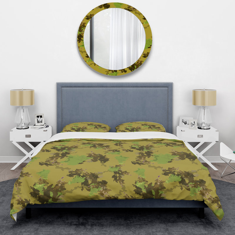 Ensemble de housse de couette en microfibre vert / brun 3 pièces