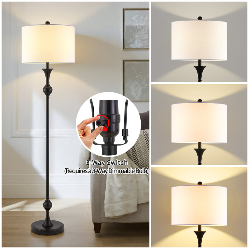 60" Traditional Metal Standard Floor Lamp, Bronzed