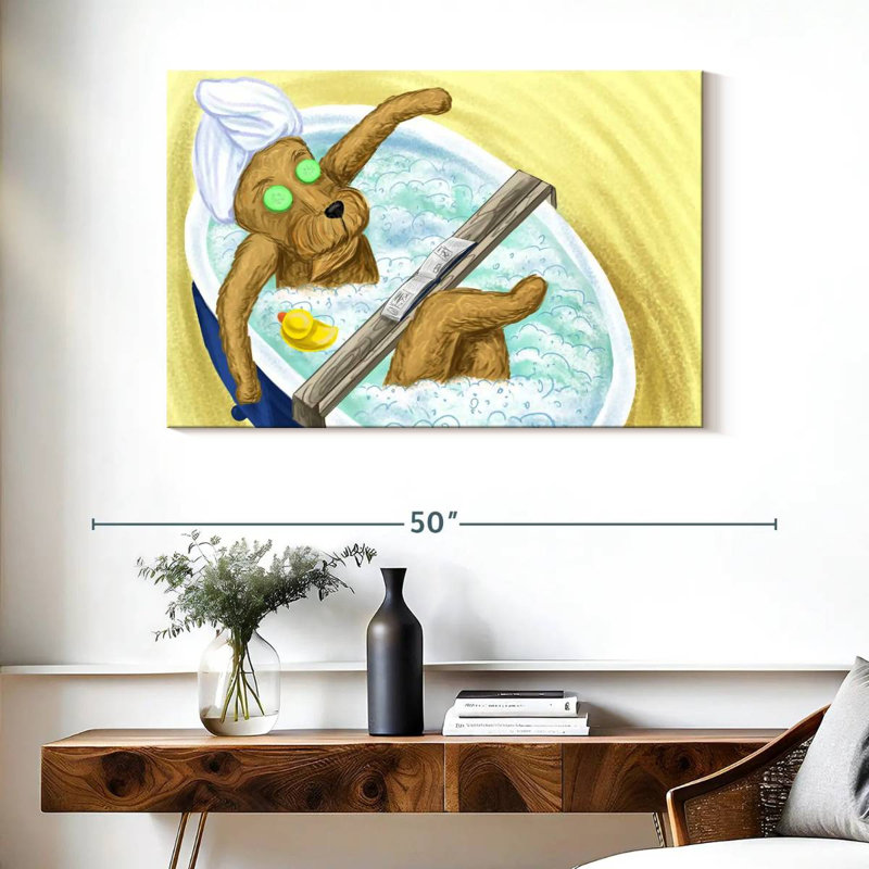 Ketti Dog In A Bubble Bath, 26" H x 39" W