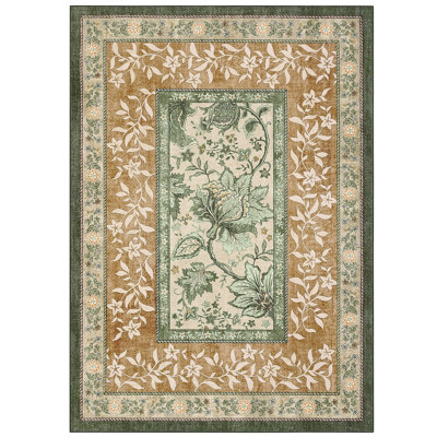 Tapis oriental oriental floral à motif floral et lavable