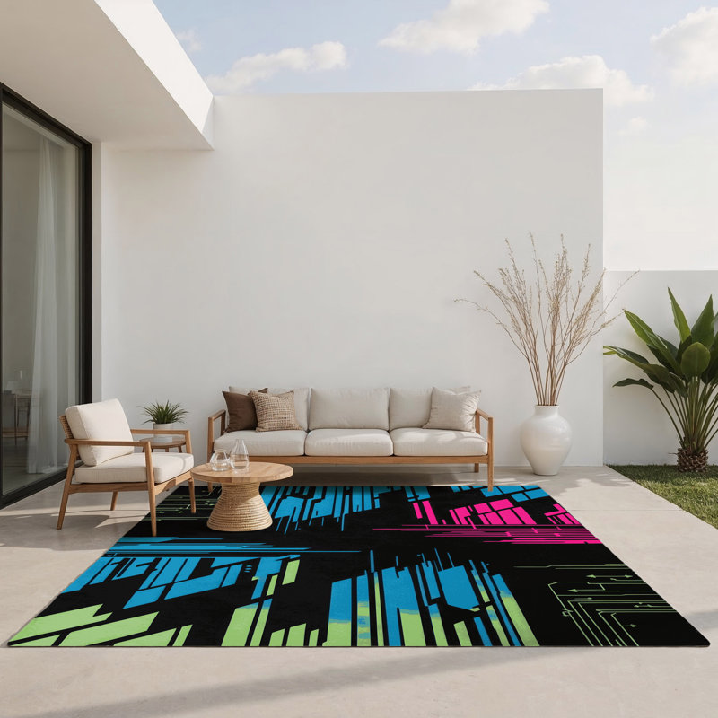 Midnight Glow Indoor And Outdoor Area Rug, Rectangle 9' x 12'