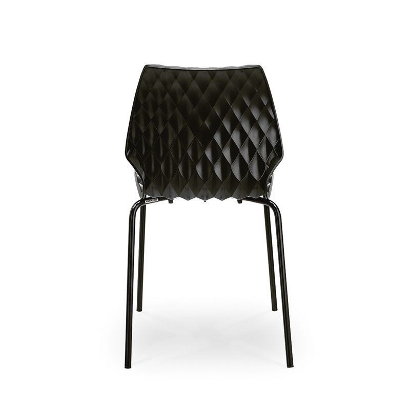 UNI Metal Solid Back Side Chair, Black, Black