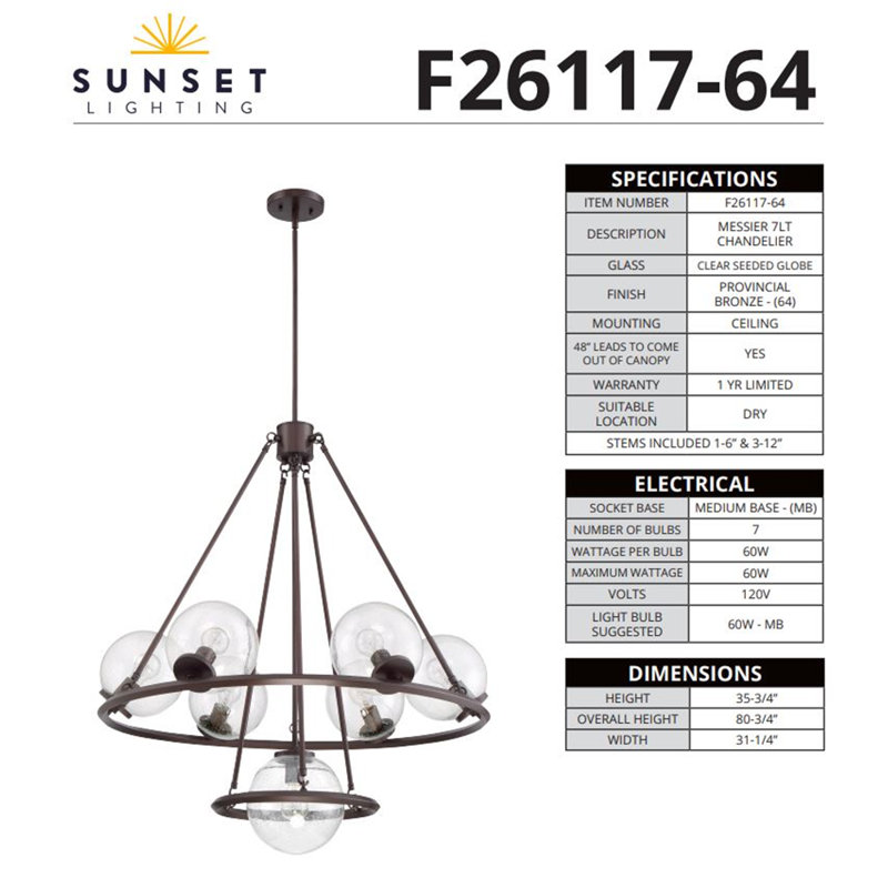 7 - Light Dimmable Wagon Wheel Chandelier