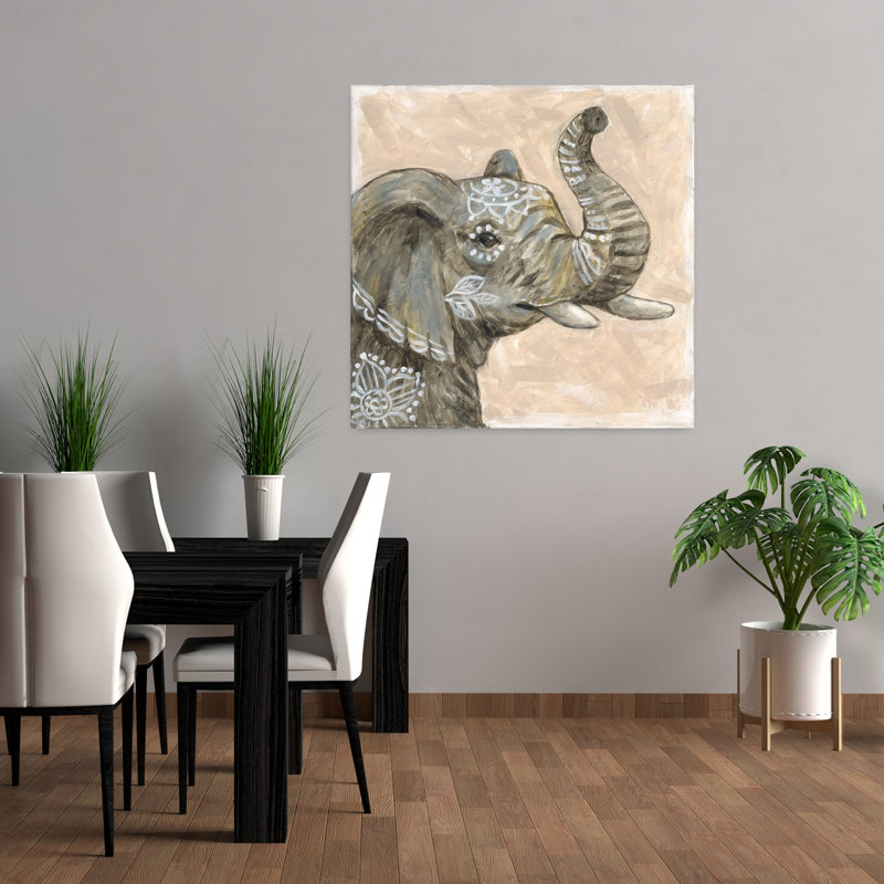 Art contemporain à motif d'éléphant à motif d'éléphant, H 36 po x l 36 po