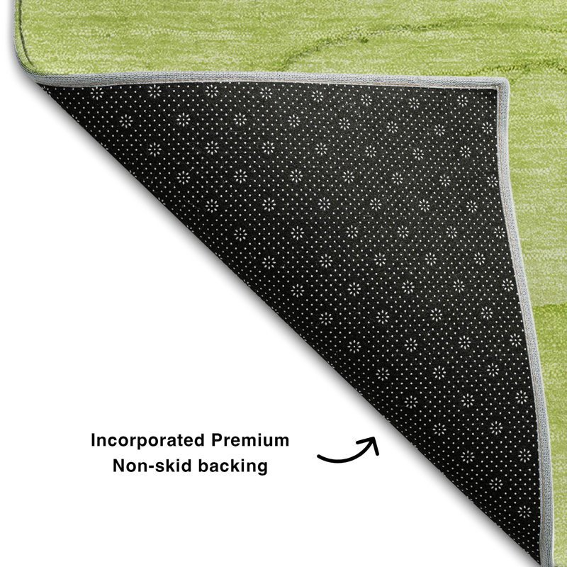 Green 8' x 10' Washable Synthetic Rectangular Rug