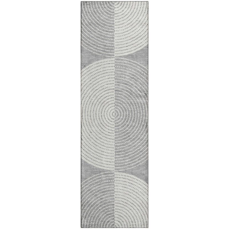 Premium Machine Washable Mayfield AMF2275 Geometric Rug, Gray, 2'3" x 7'6" Runner